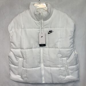 NWT Nike Women's White Puffer Jogging Vest Thermal-Fit Zip, MSRP $110